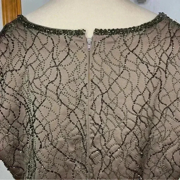Vintage Vie By Victoria Royal Blouse Women 20L Brown Beaded Faux Fur Zip Crop - Picture 8 of 9